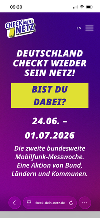 Startseite der Webseite "check-dein-netz"