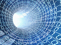 Grafik mit Nullen und Einsen, die eine Röhre ergeben