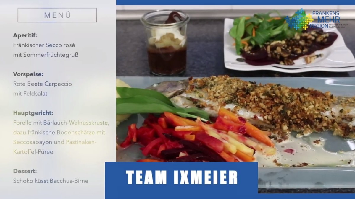 Bild und Beschreibung des Menüs des Teams Ixmeier