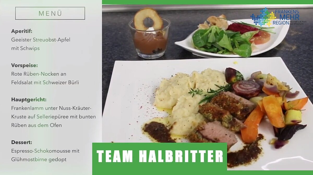 Bild und Beschreibung des Menüs des Teams Halbritter