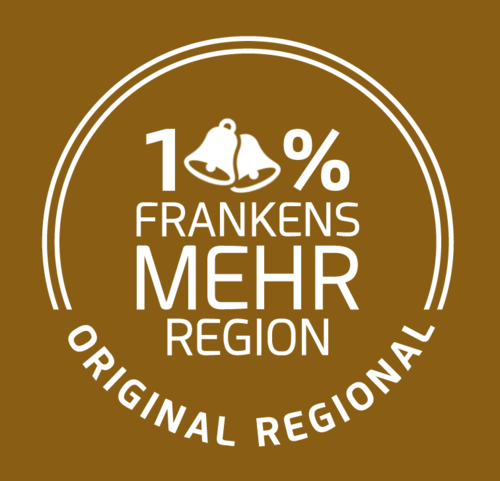 Logo der Initiative 100% Frankens Mehrregion im Weihnachtslook
