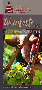 Titelbild der Broschüre Weinfeste 2026 mit einer Weinrebe