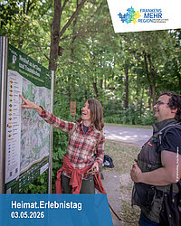 Ein Mann und eine Frau vor einer Wandertafel