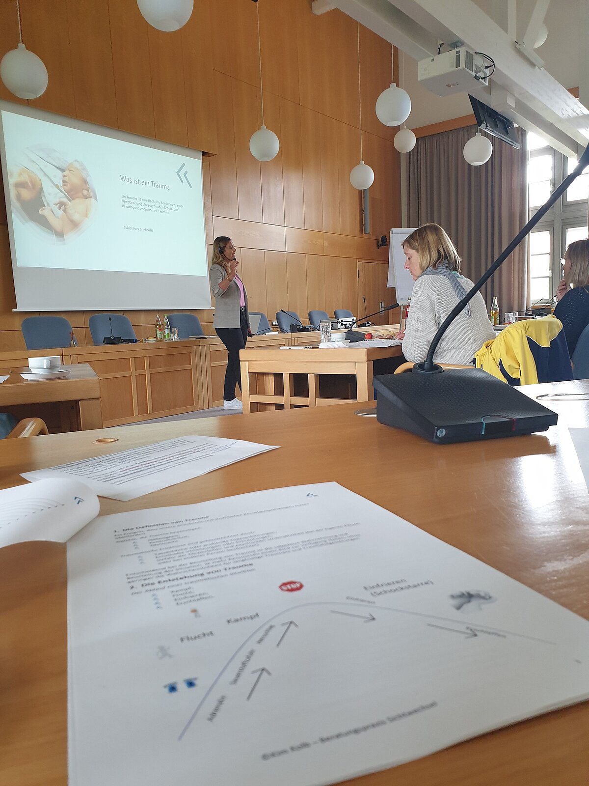 Referentin Kim Kolb beim Netzwerktreffen im Sitzungssaal des Landratsamtes