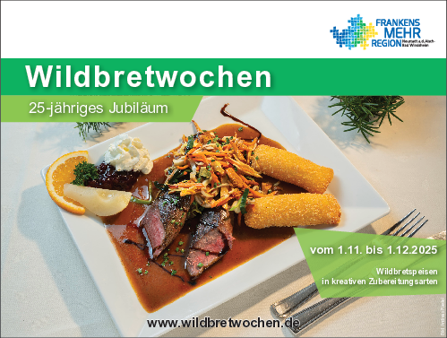 Wildbretspeise auf weißem Teller mit Kroketten