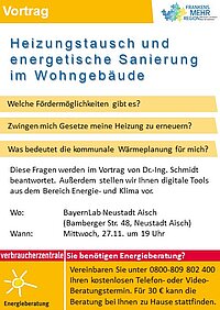 Werbeplakat zum Vortrag, Inhalt im Text.